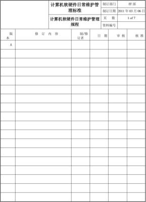 計算機軟硬件日常維護管理標準